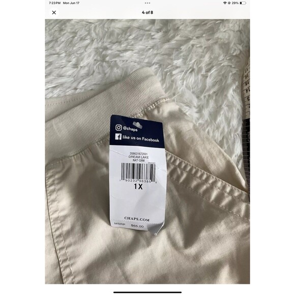 Chaps Women's Dream Lake Lightweight Elastic Waist Natural Cream Color Sz 1X NEW - Picture 4 of 8